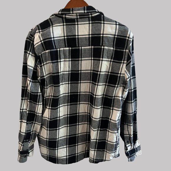 RSQ Flannel Shirt Men's L‎ Black White Check Button Up Casual Outdoors Work - Picture 3 of 10